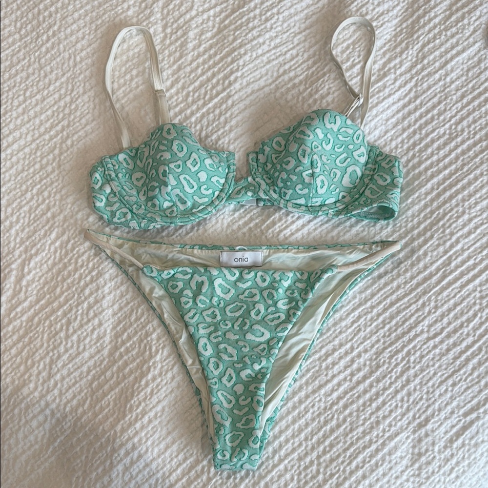 Onia Mint Green Leopard Bikini Set